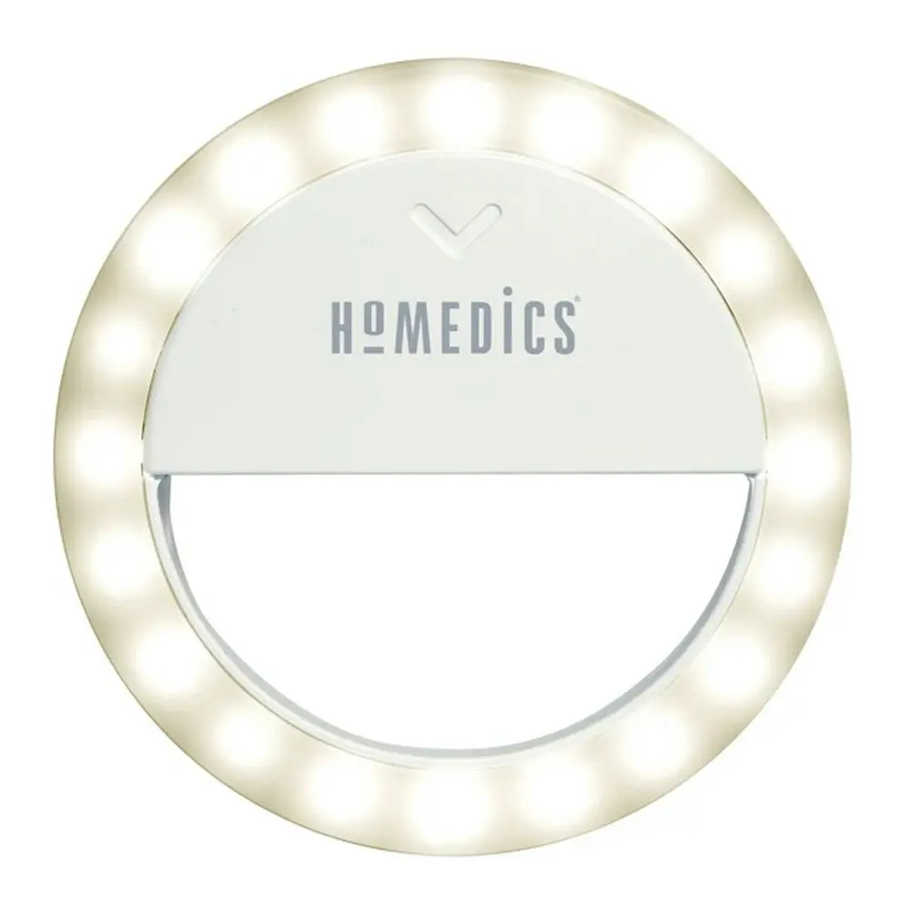 Homedics Universal Clip Radiance Beauty Selfie Ring Light for Smartphones White