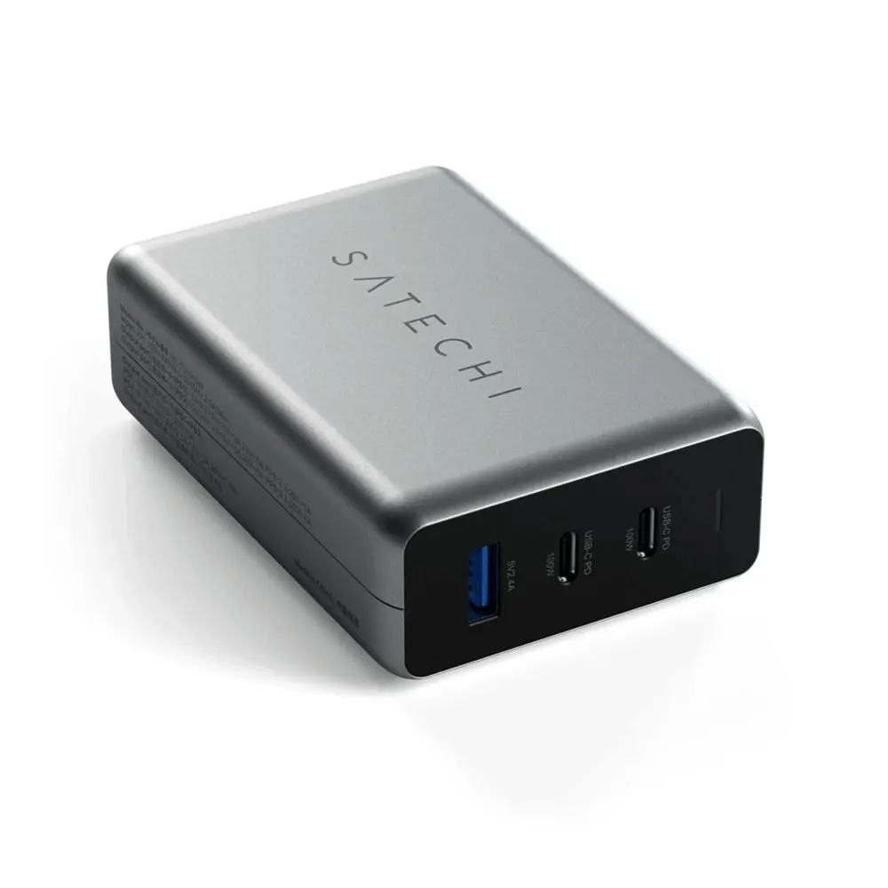 Satechi 100W GaN Compact Charger Dual USB-C PD/USB-A Port f/ Apple/Android Phone