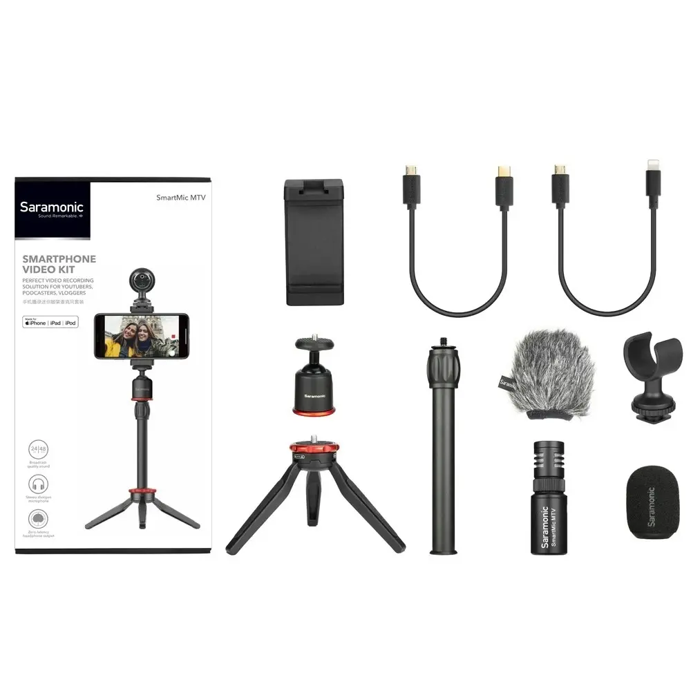 Saramonic SmartMic MTV Universal Vlogging Set Stand Video Kit for iPhone/Samsung