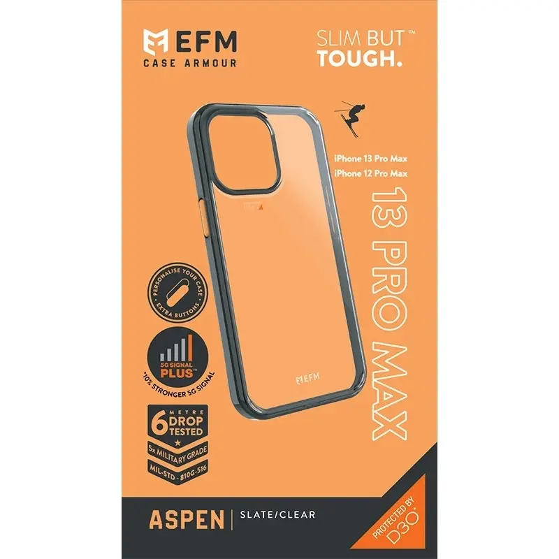 EFM Aspen D3O 5G Armour Case Protection Cover for iPhone 13 Pro Max Slate Clear