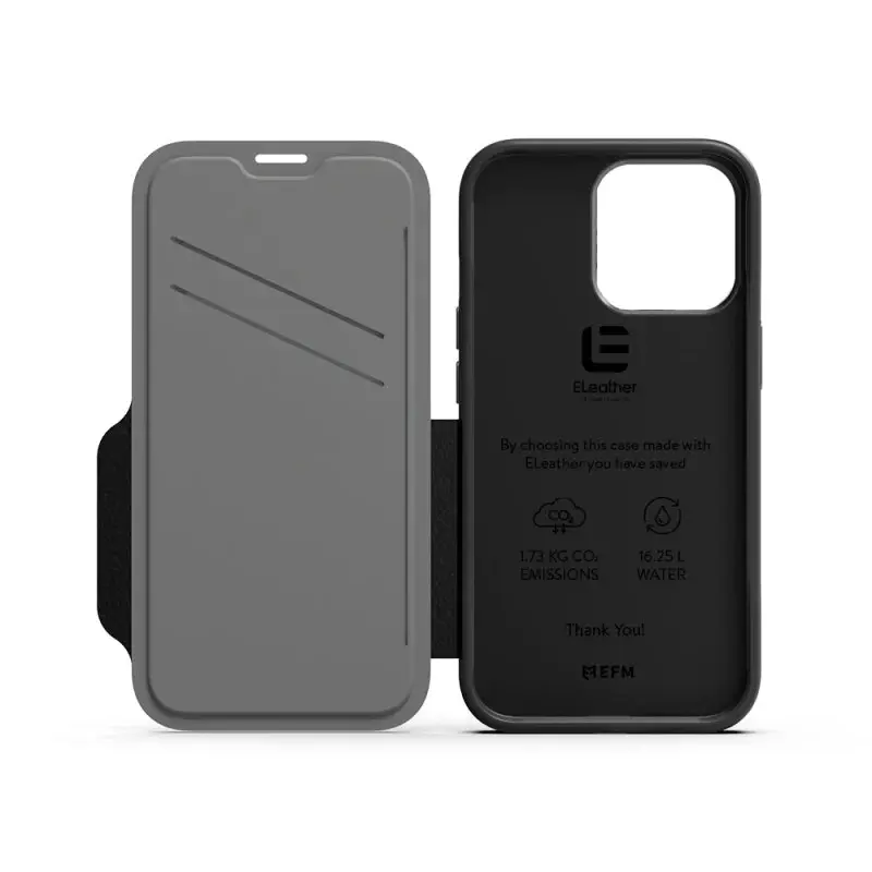 EFM Monaco D3O 5G Armour Leather Wallet Case Protection for iPhone 13 Pro Black