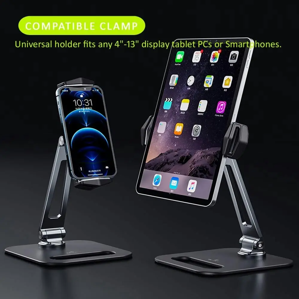 Sansai Tablet & Phone Retractable Bracket Table Stand/Mount Black f/ 13.5-21cm