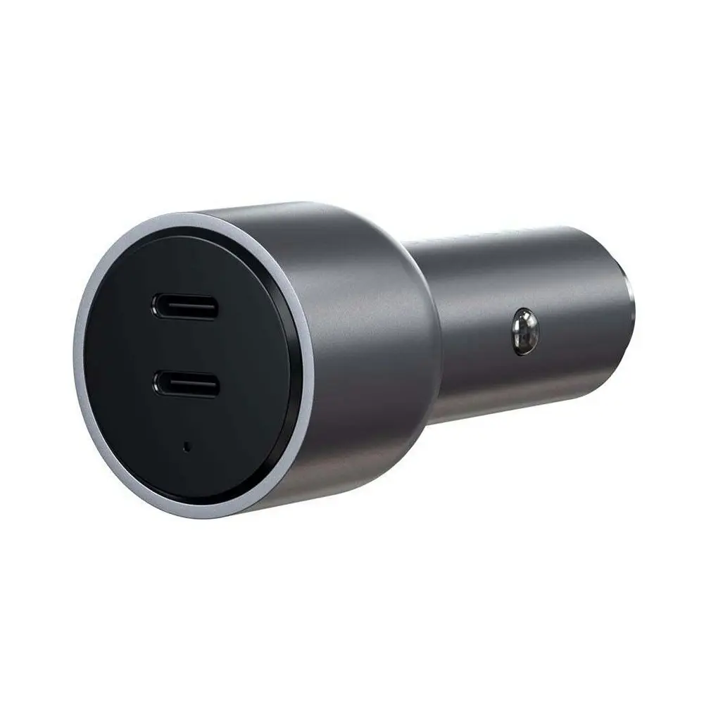 Satechi 40W Dual USB-C Female Car Charger Adapter For iPhone 13/12/11 Space Grey