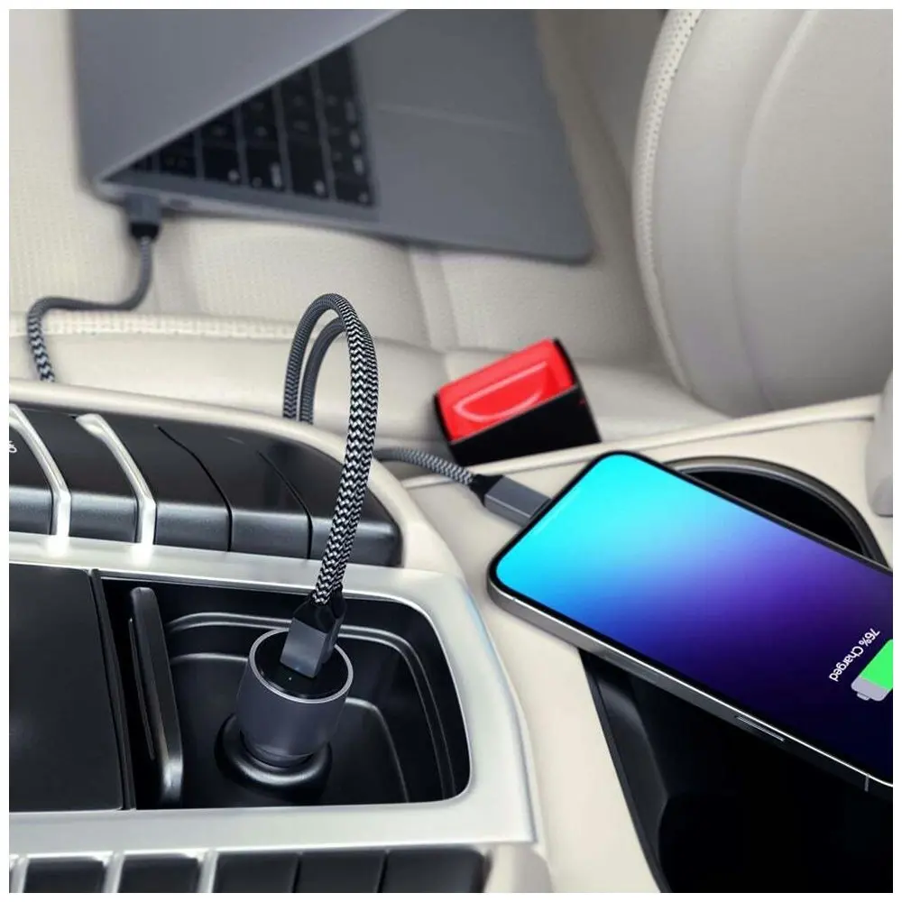 Satechi 40W Dual USB-C Female Car Charger Adapter For iPhone 13/12/11 Space Grey