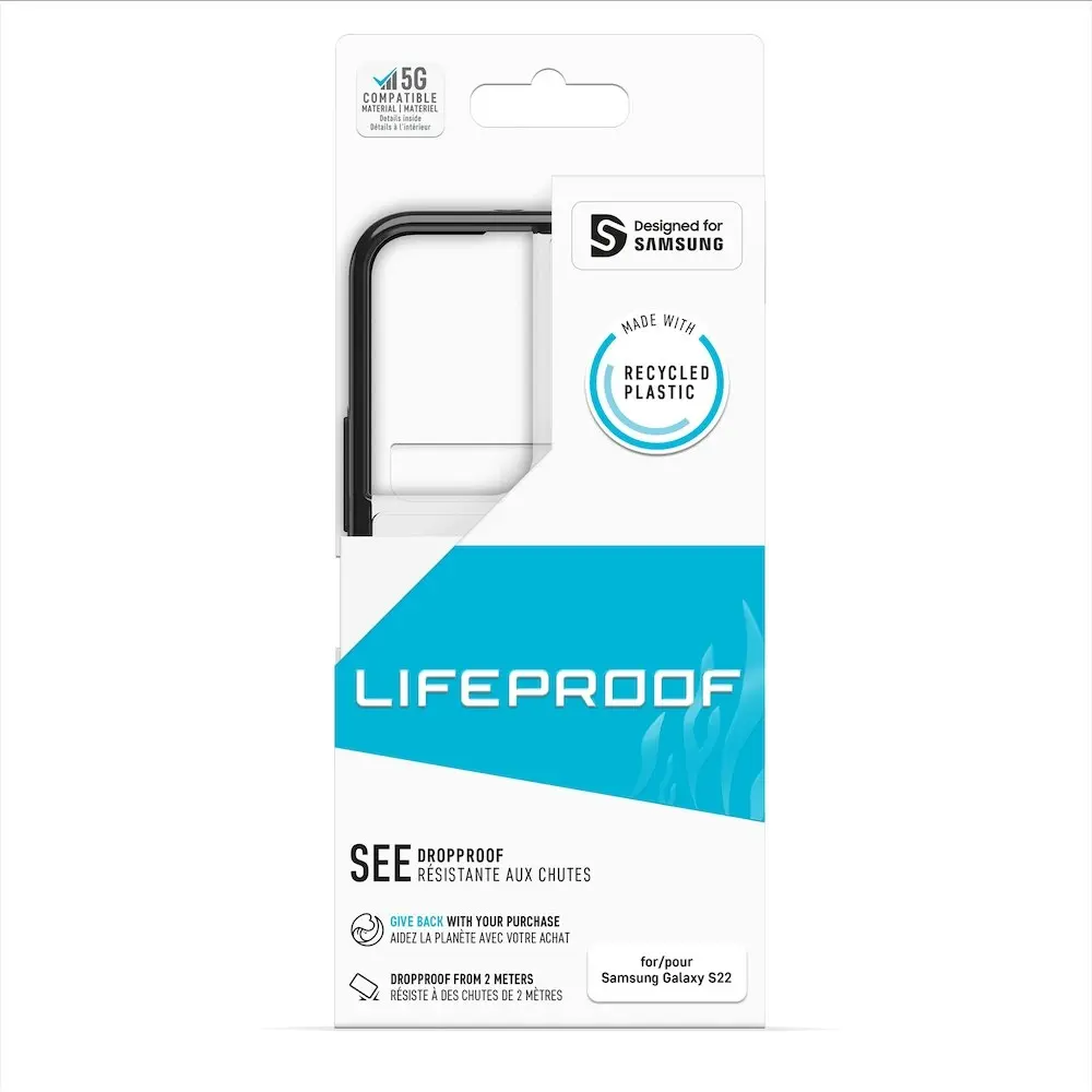 LifeProof See Clear Case Drop Proof Cover For Samsung Galaxy S22 Black Crystal