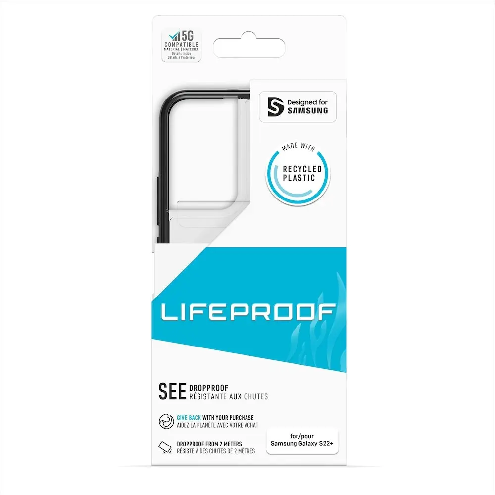 LifeProof See Clear Case Drop Proof Cover For Samsung Galaxy S22+ Black Crystal