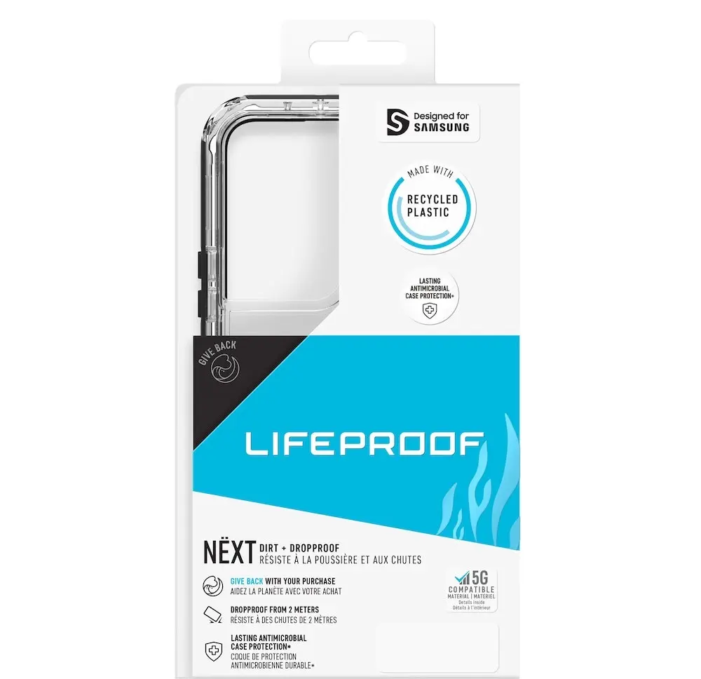 LifeProof Next Case Drop Proof Clear Cover For Samsung Galaxy S22 Black Crystal