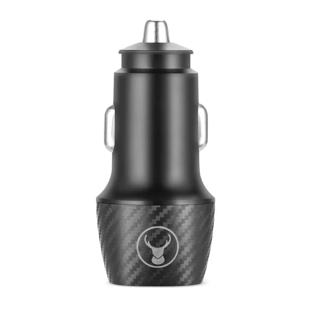 Bonelk Car Charger Carbon Series 20W PD/USB-C 18W/QC 3.0 USB-A 20W Adapter Black