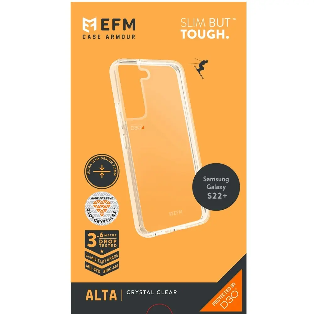 EFM Alta Phone Case Armour w/D3O Crystalex For Samsung Galaxy S22+ Crystal Clear