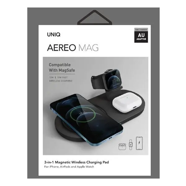 Uniq Aereo MagSafe 3-in-1 Wireless Charger 15W f/ Apple Air Pods/Watch/iPhone 12