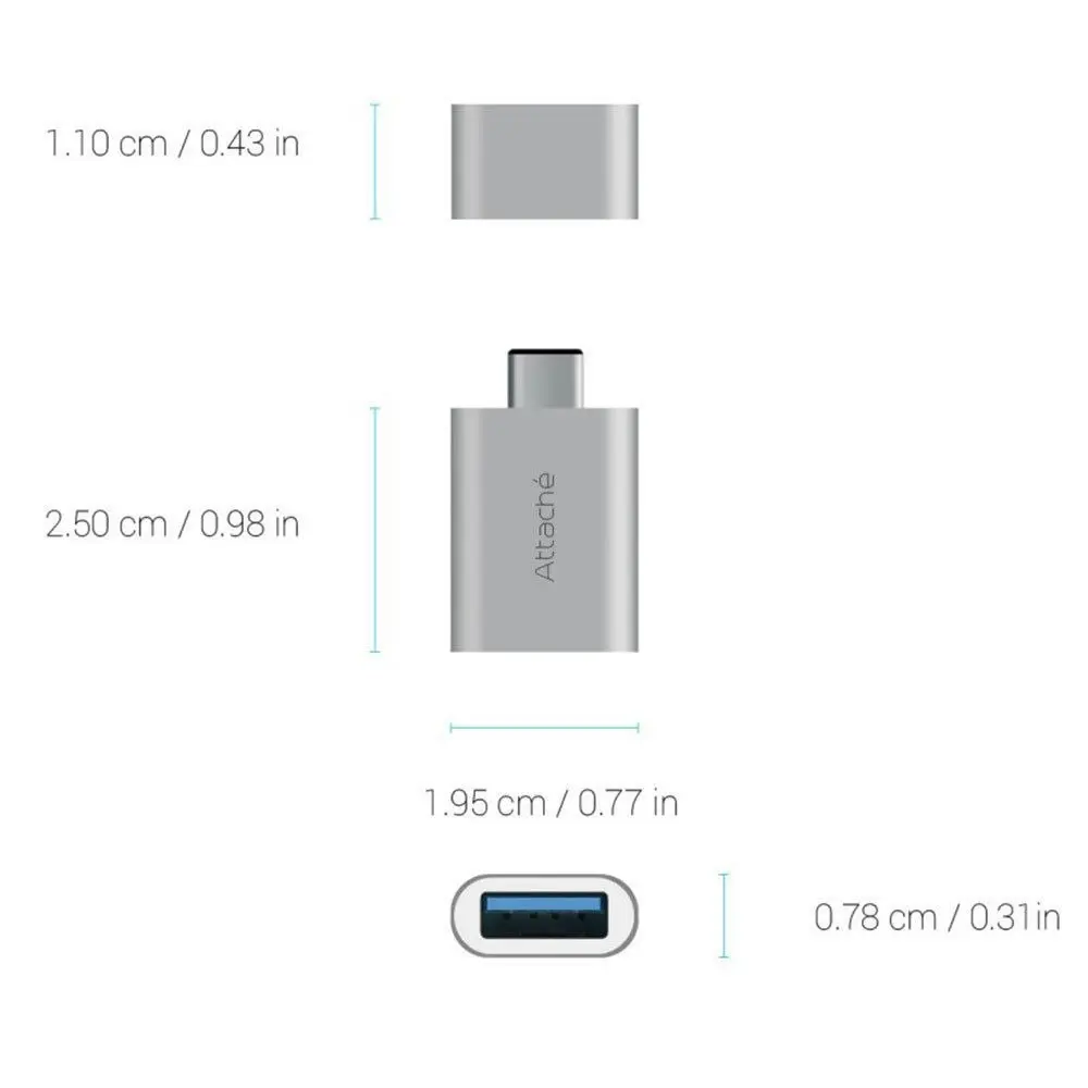 mBeat Attaché Male USB-C Adaptor to Female USB 3.1 for MacBook Google Chromebook