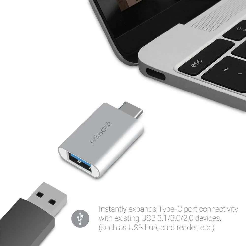 mBeat Attaché Male USB-C Adaptor to Female USB 3.1 for MacBook Google Chromebook