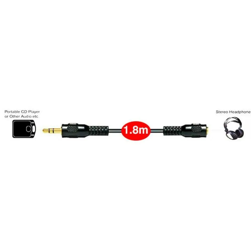 Sansai 1.8m Stereo AUX/Cable Audio 3.5mm Male to Female/Auxiliary Extension