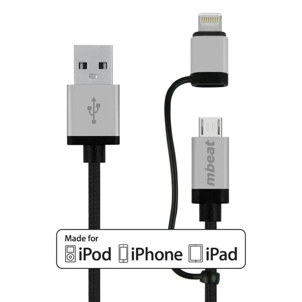 mBeat 1m Lightning to USB Cable/Micro USB Data for iPhone MFI-Certified/Android