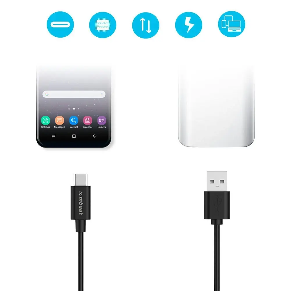 1m Prime 3A USBC to USBA 2.0 Charge and Sync Cable Smartphone Android Charging