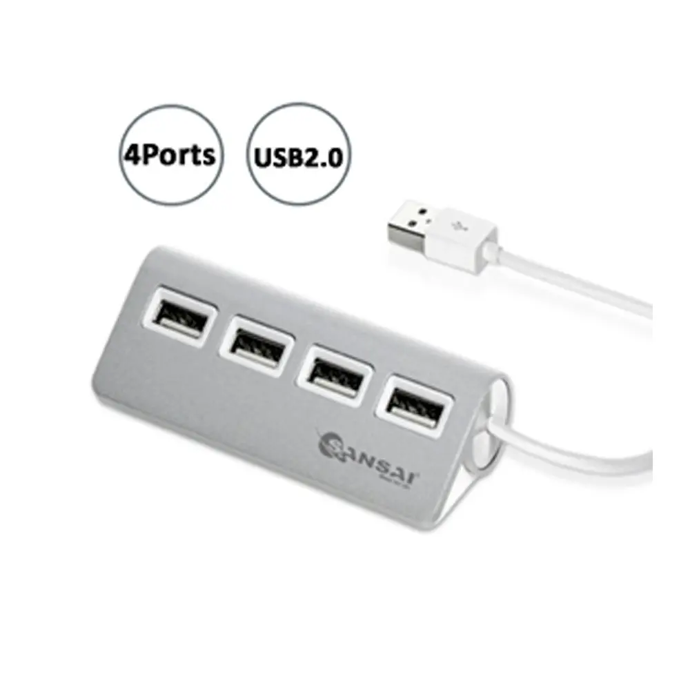 Sansai High Speed 4 Port USB 2.0 Hub Splitter Charger for Mac/PC/Laptop/Desktop