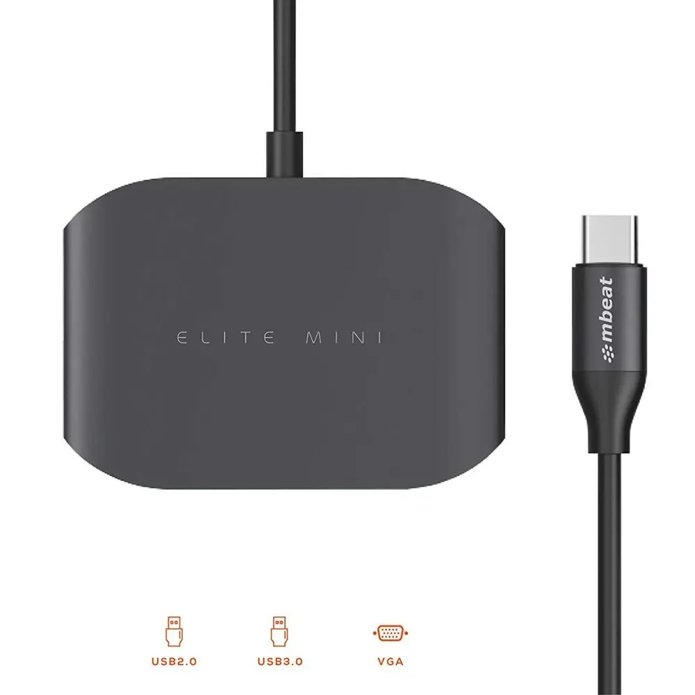 mBeat Elite Mini - USB-C to VGA/USB-A 2.0/USB-A 3.0 Port Adapter Hub/Splitter