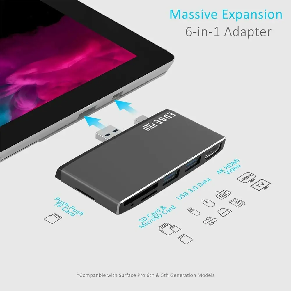 mBeat Edge Pro P78 Multifunction USB Hub/Adapter f/Microsoft Surface Pro Gen 5/6