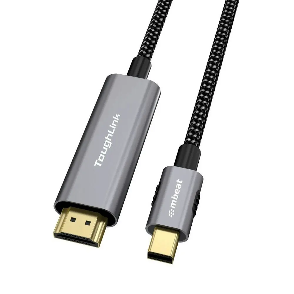 mBeat ToughLink 1.8m Braided Mini DisplayPort to HDMI Cable for MacBook/PC Grey