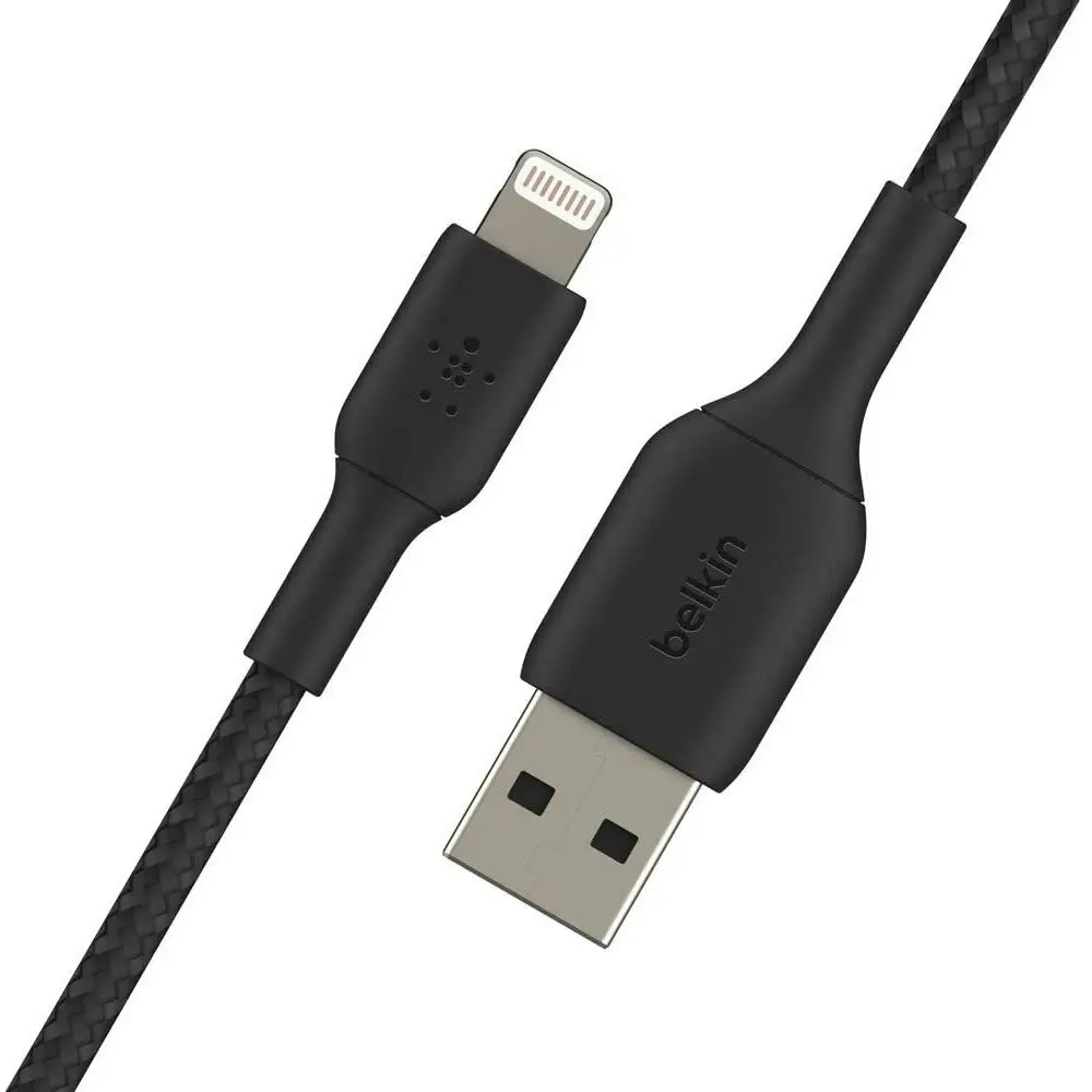 Belkin 1m Braided Lightning MFI-Certified to USB-A Cable for Apple iPhone Black