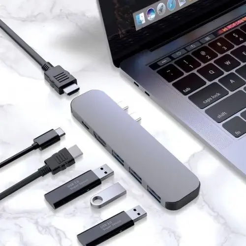 mBeat Elite Mini Dual HDMI USB-C Mobile Hub/Adapter for MacBook Pro Space Grey