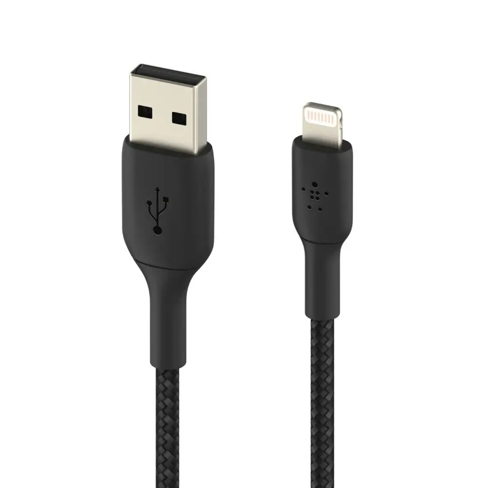 Belkin 2m Braided Lightning MFI-Certified to USB-A Cable for Apple iPhone Black