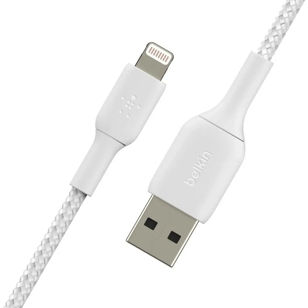 Belkin 2m Braided Lightning MFI-Certified to USB-A Cable for Apple iPhone White