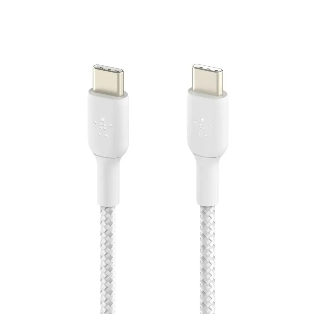 Belkin 1M Braided USB-C to USB-C Data/Charging Cable for Smartphones White