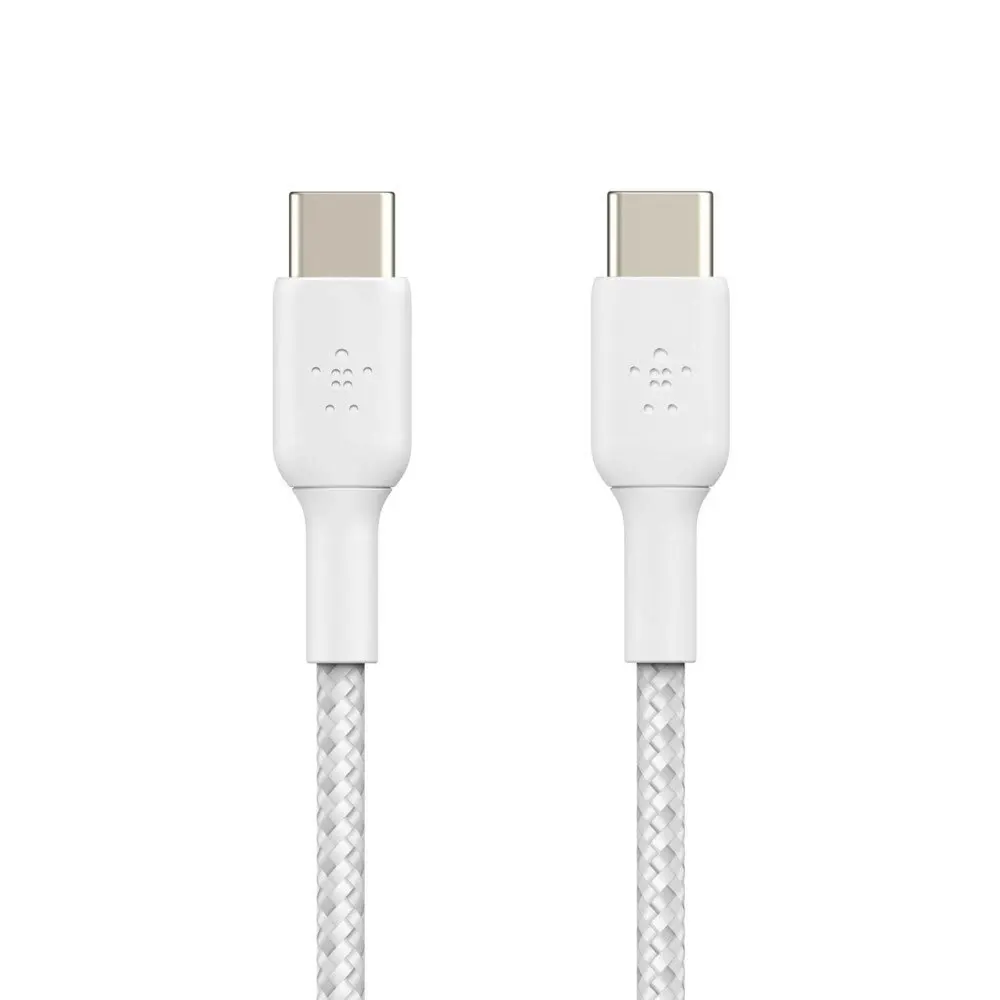 Belkin 1M Braided USB-C to USB-C Data/Charging Cable for Smartphones White