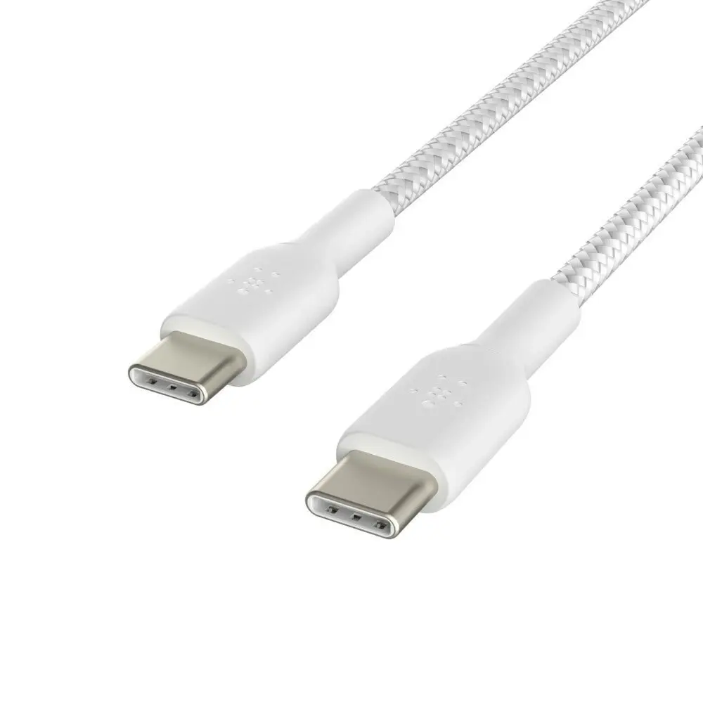 Belkin 1M Braided USB-C to USB-C Data/Charging Cable for Smartphones White