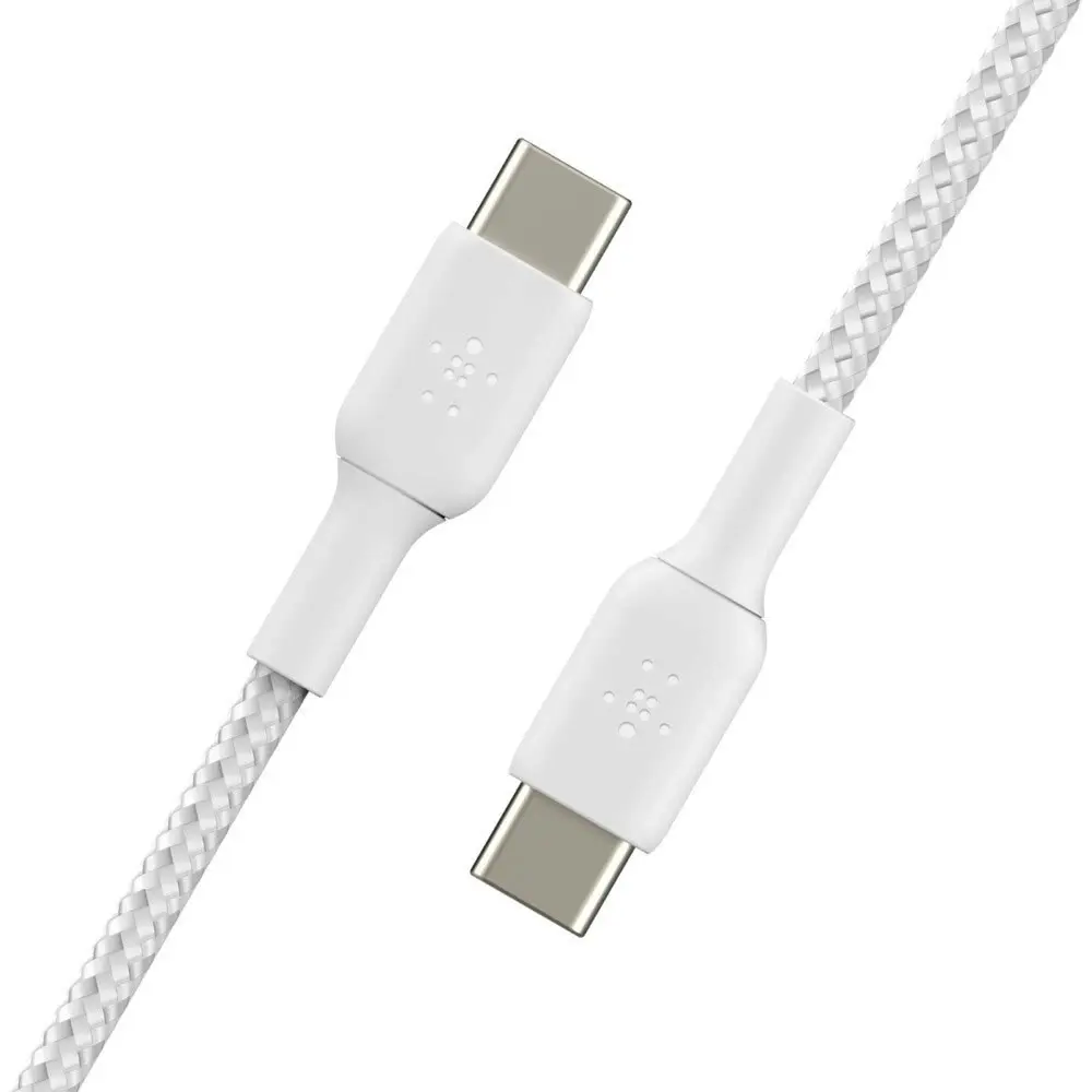 Belkin 1M Braided USB-C to USB-C Data/Charging Cable for Smartphones White