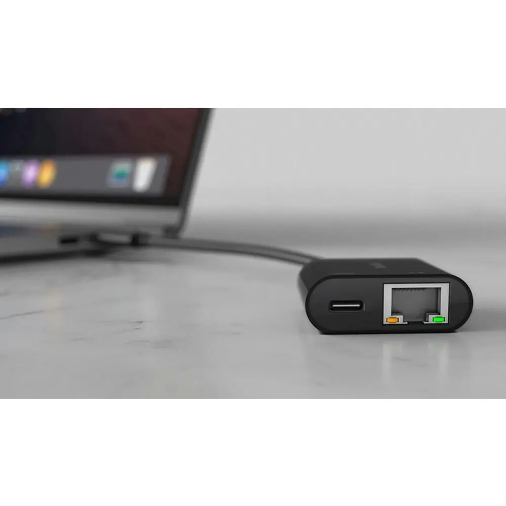 Belkin USB-C to Ethernet & Charge Port/Hub LAN Network Adapter Connector Black