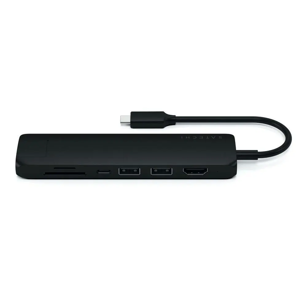 Satechi USB-C Slim Multiport Ethernet/HDMI/USB-C/2x USB-A/SD/Micro-SD Hub Black