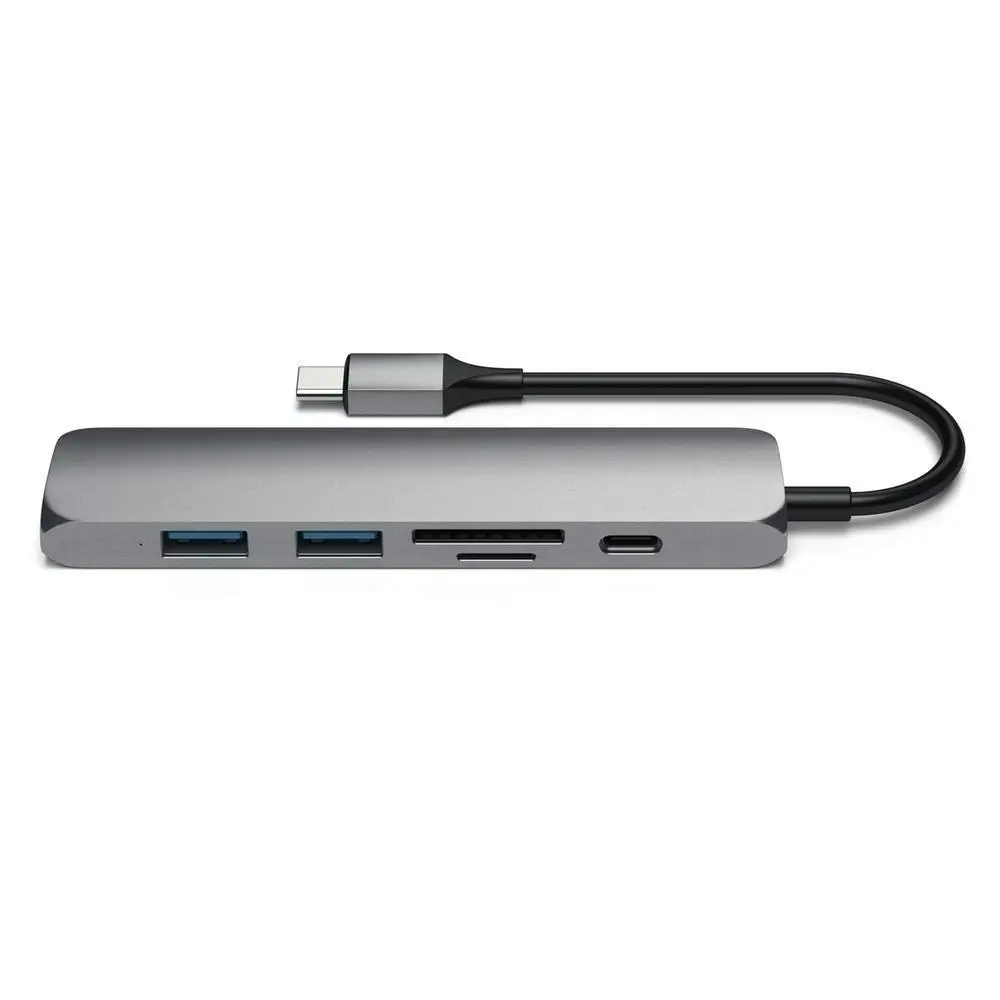 Satechi Slim USB-C MultiPort Adapter w/USB-C/HDMI/SD/Micro SD Slot/USB-A Hub GRY