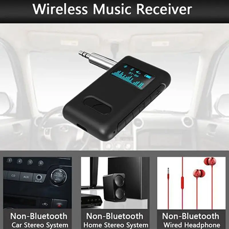 Xcessories Wireless Bluetooth V5.0 Music 3.5mm Car Audio Stereo Receiver Black