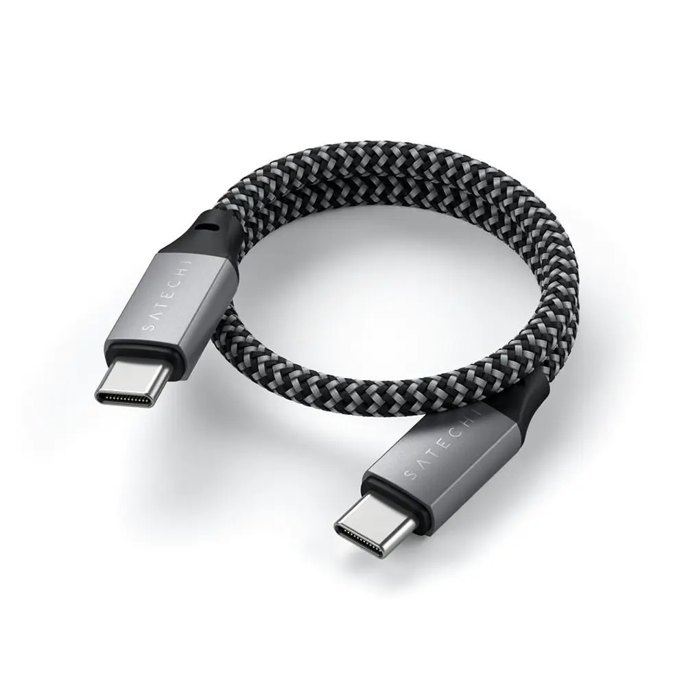 Satechi USB-C to USB-C 25cm Braided Short Charging Cable For Phones/MacBook Grey