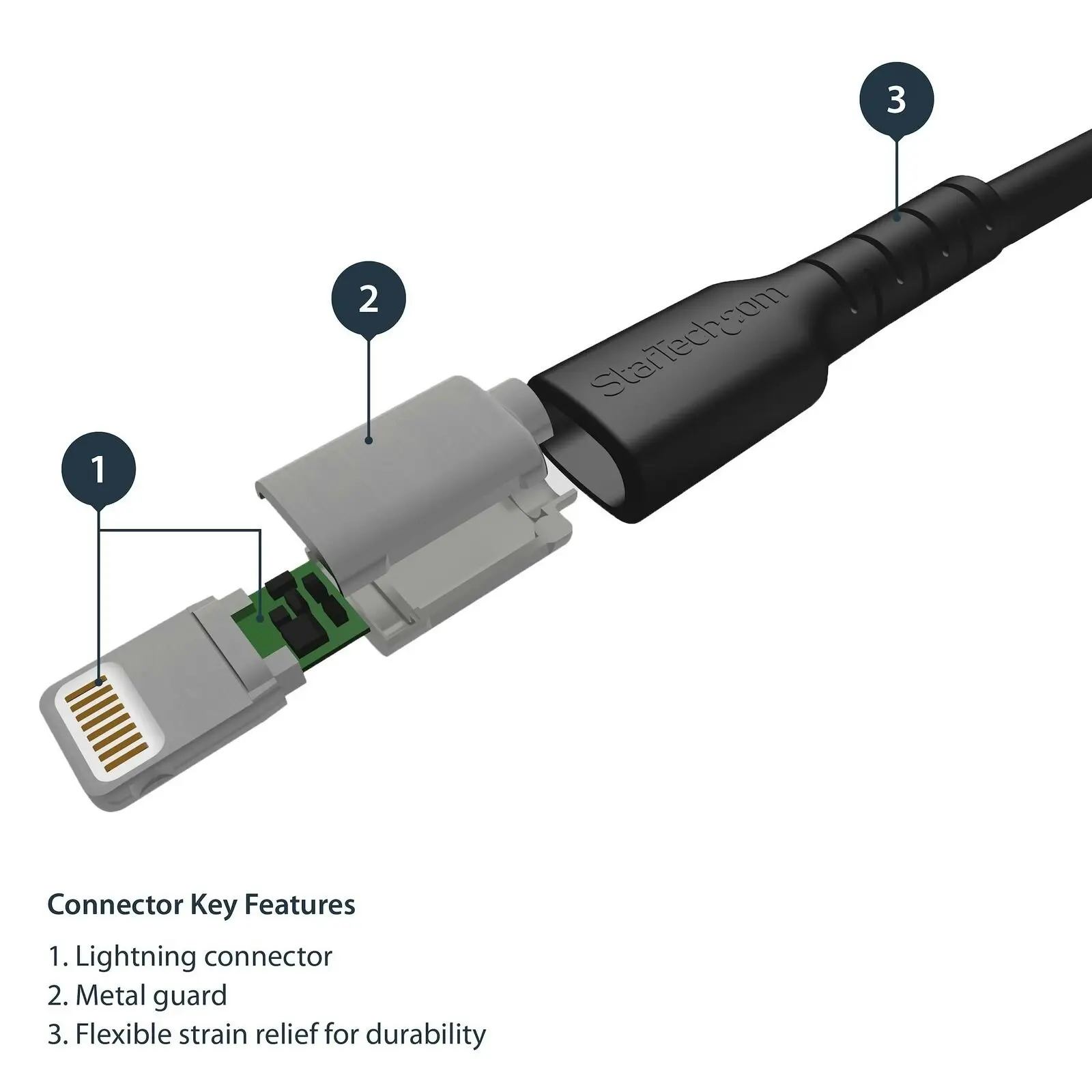 Star Tech 1m Slim Lightning To USB Charger/Sync Cable For iPhone/iPod/iPad BLK