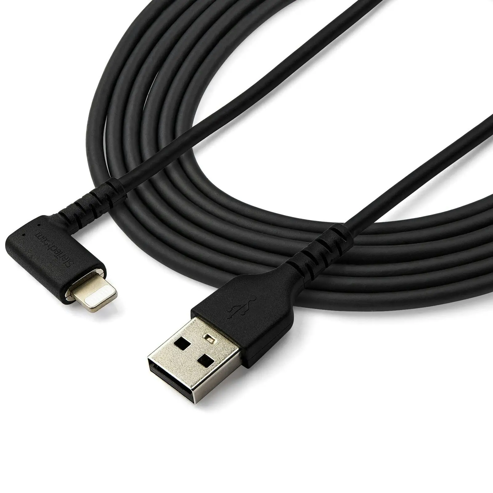 Star Tech 2m USB-A To Lightning MFI-Certified Cable 90° Angled Fiber iPhone BK