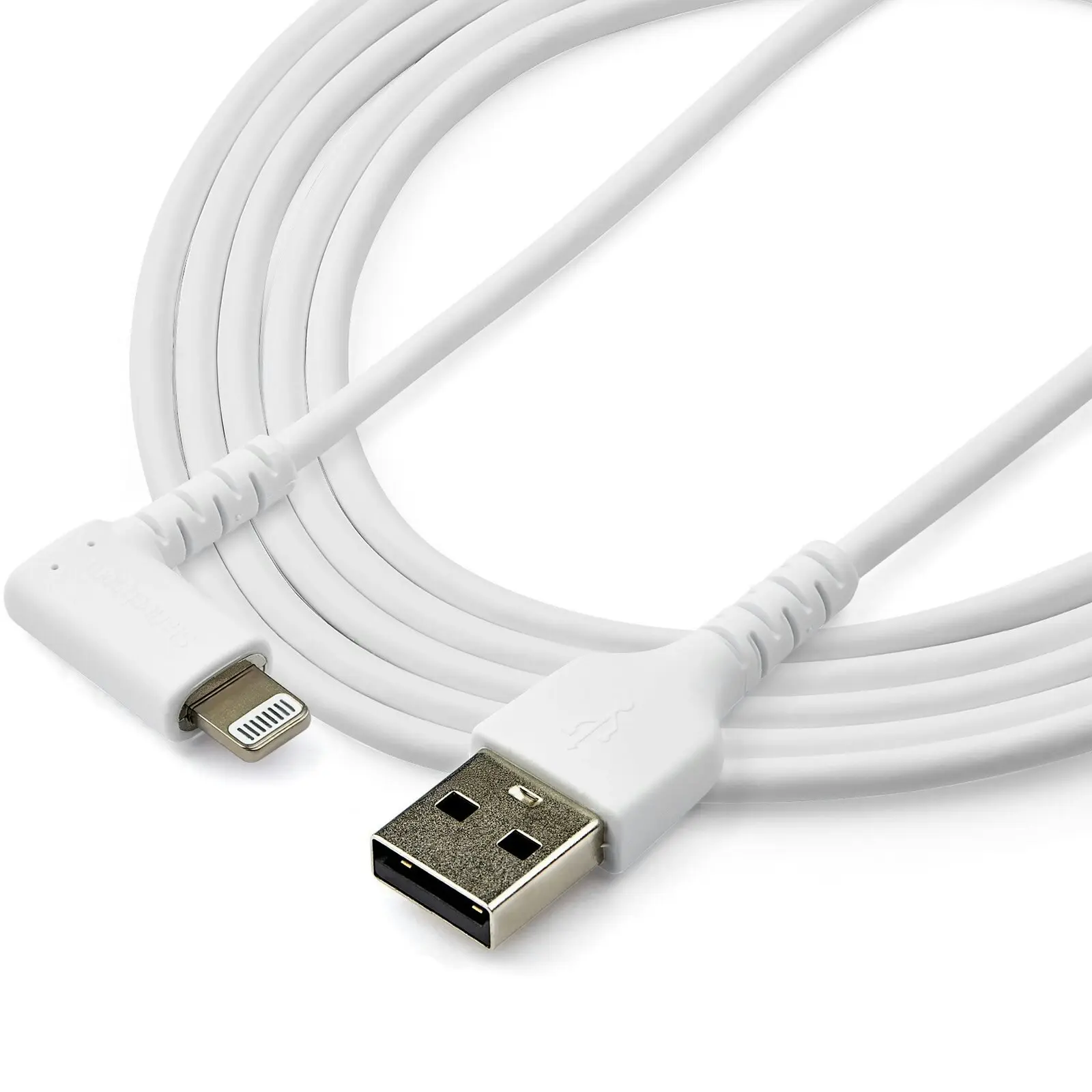 Star Tech 2m USB-A To Lightning MFI-Certified Cable 90° Angled Fiber iPhone WH