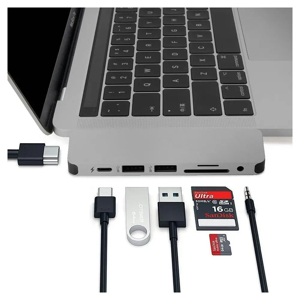 HyperDrive SOLO USB-C to HDMI/USB 3.1/3.5mm Adapter Port Hub for MacBook Grey