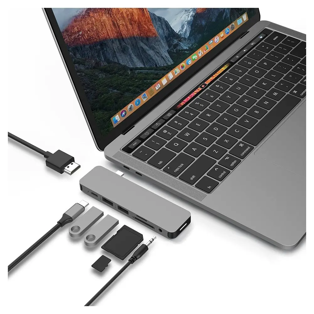 HyperDrive SOLO USB-C to HDMI/USB 3.1/3.5mm Adapter Port Hub for MacBook Grey