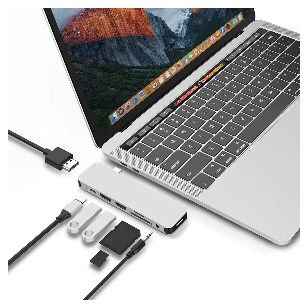 HyperDrive SOLO USB-C to HDMI/USB 3.1/3.5mm Adapter Port Hub for MacBook Silver