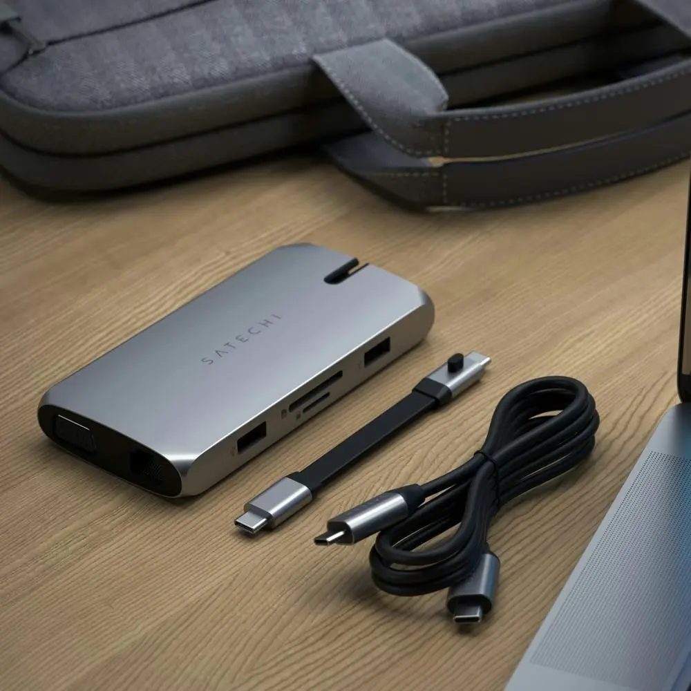 Satechi USB-C On-the-Go Adaptor w/HDMI/USB-C/VGA/Ethernet/USB-A/Micro/SD Slot GY