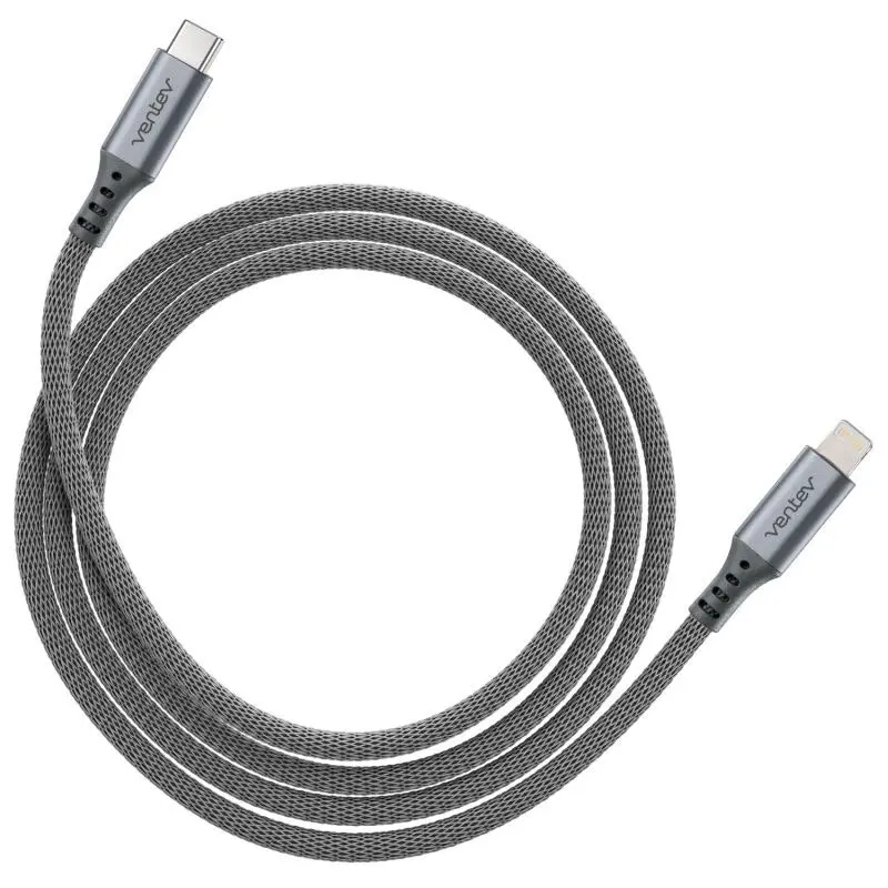 Ventev Braided USB-C/MFI-Certified Lightning Car/Wall Charging Cable for iPhone