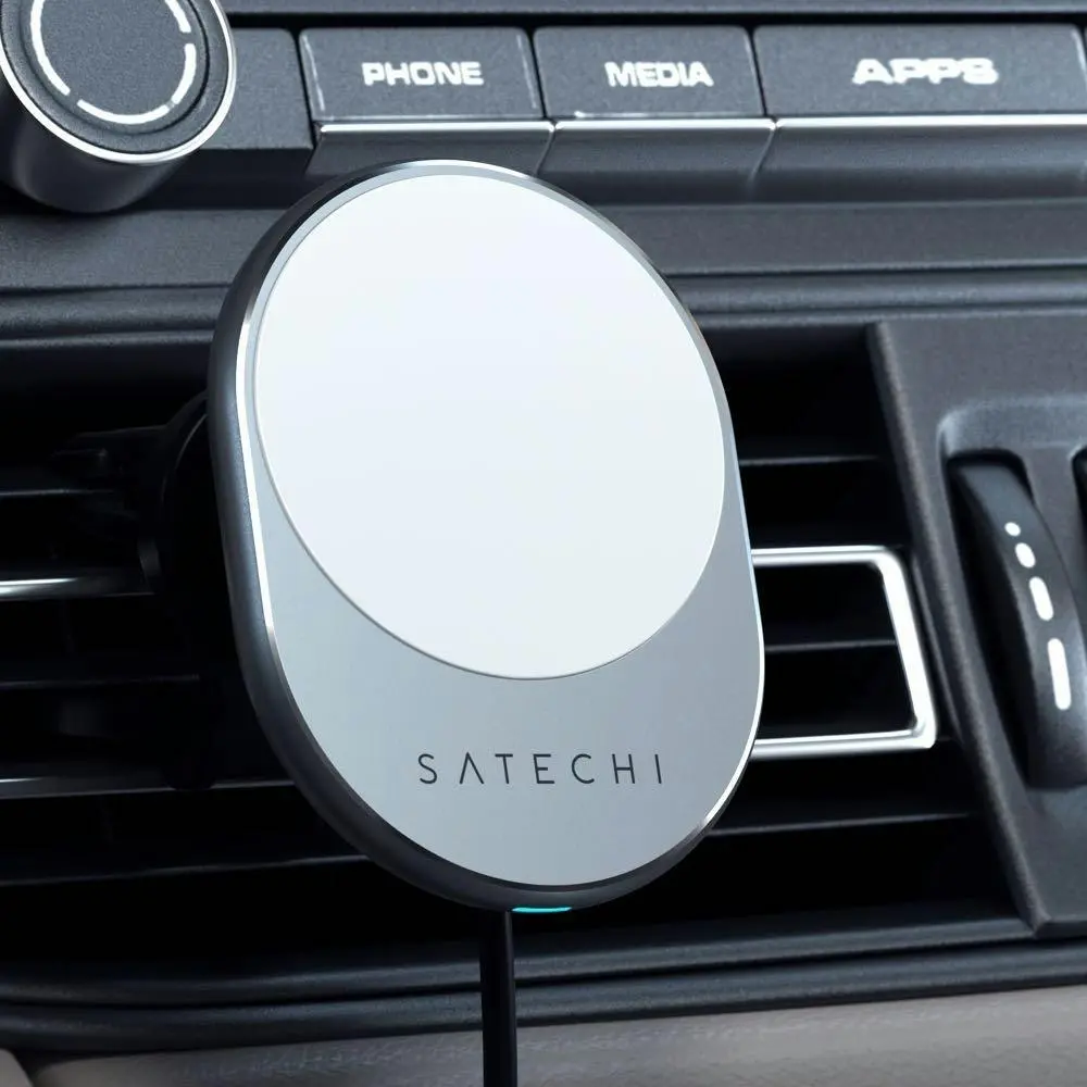 Satechi Magnetic Qi Wireless Car Charger for MagSafe iPhone 13/12/11 Space Grey