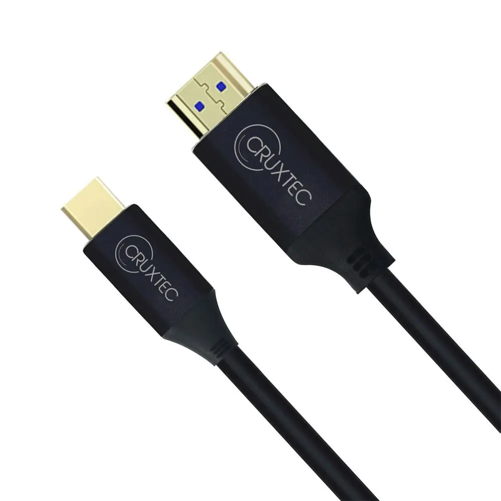 Cruxtec 5.2mm 24K Gold Mini Displayport Male To HDMI Male Cable 2m Black 4K/30Hz