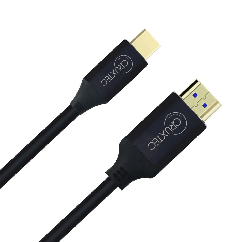 Cruxtec 5.2mm 24K Gold Mini Displayport Male To HDMI Male Cable 2m Black 4K/30Hz