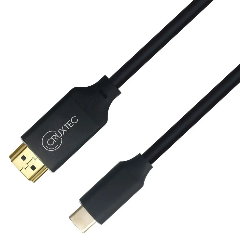 Cruxtec 4.5mm 24K Gold Plating USB-C Male To HDMI Male Cable 2m BLK 4K/60Hz HDR