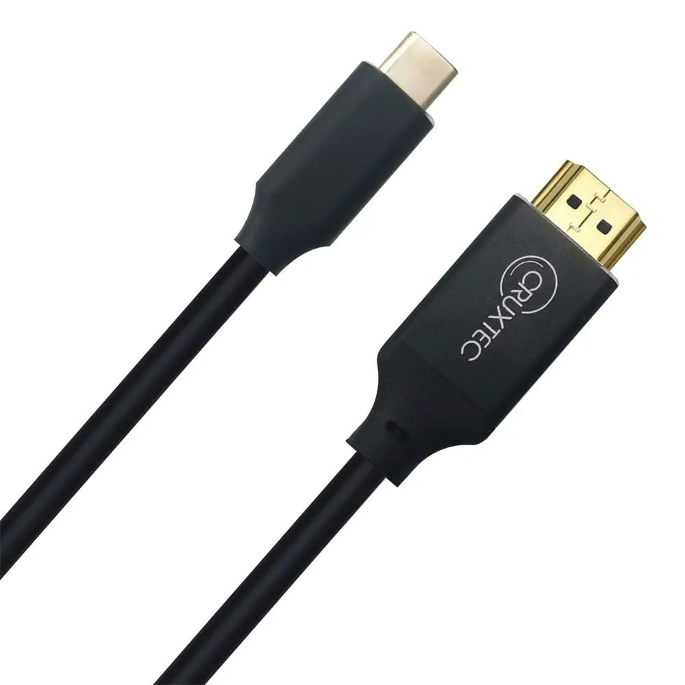 Cruxtec 4.5mm 24K Gold Plating USB-C Male To HDMI Male Cable 2m BLK 4K/60Hz HDR