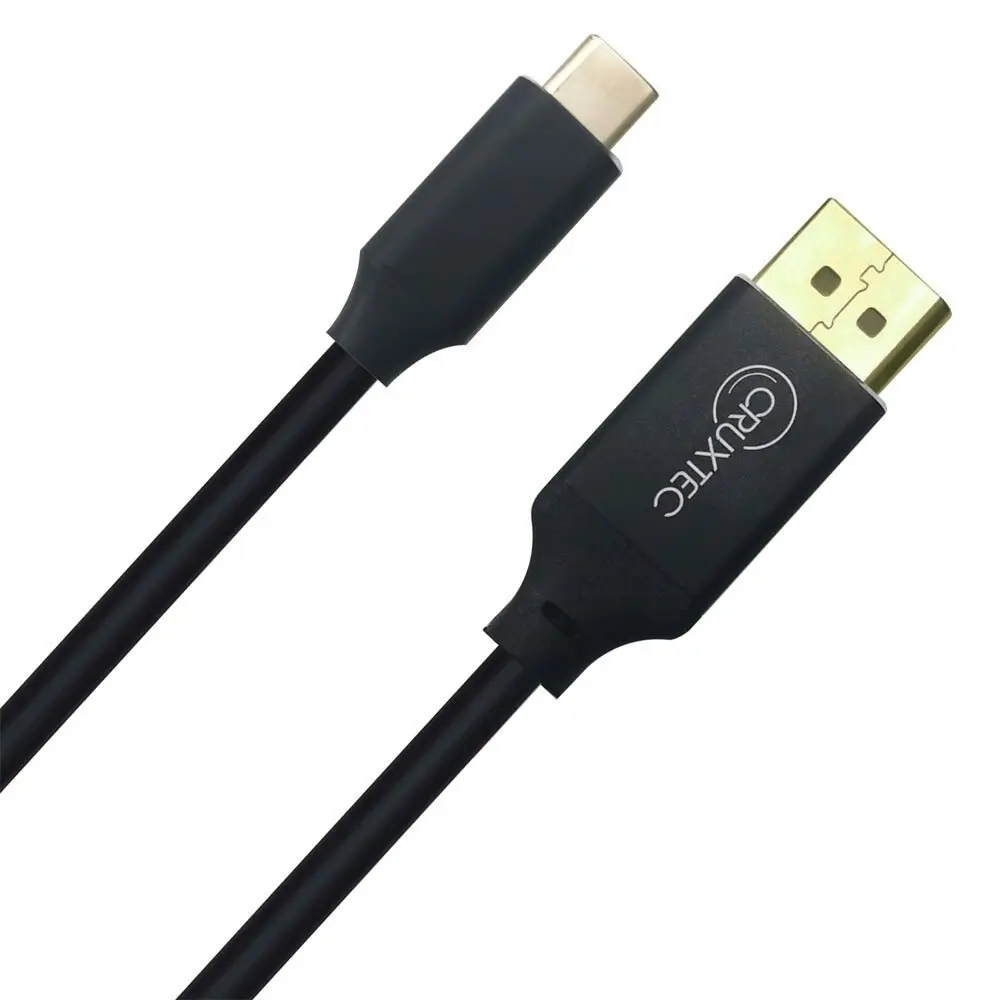 Cruxtec 4.5mm 24K Gold USB-C Male To Displayport Male Cable 2m Black 4K/60Hz